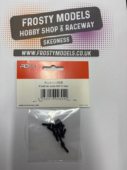 PD RACING SPARES - 1/10TH TK10 & TR10 - B head hex screw HM3*10   12pcs