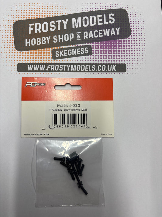 PD RACING SPARES - 1/10TH TK10 & TR10 - B head hex screw HM3*10   12pcs