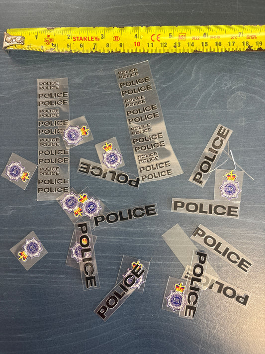 UV Sticker Decal Sheet - Euro Truck (1/14) 1/10 size (Police Text & Badge)