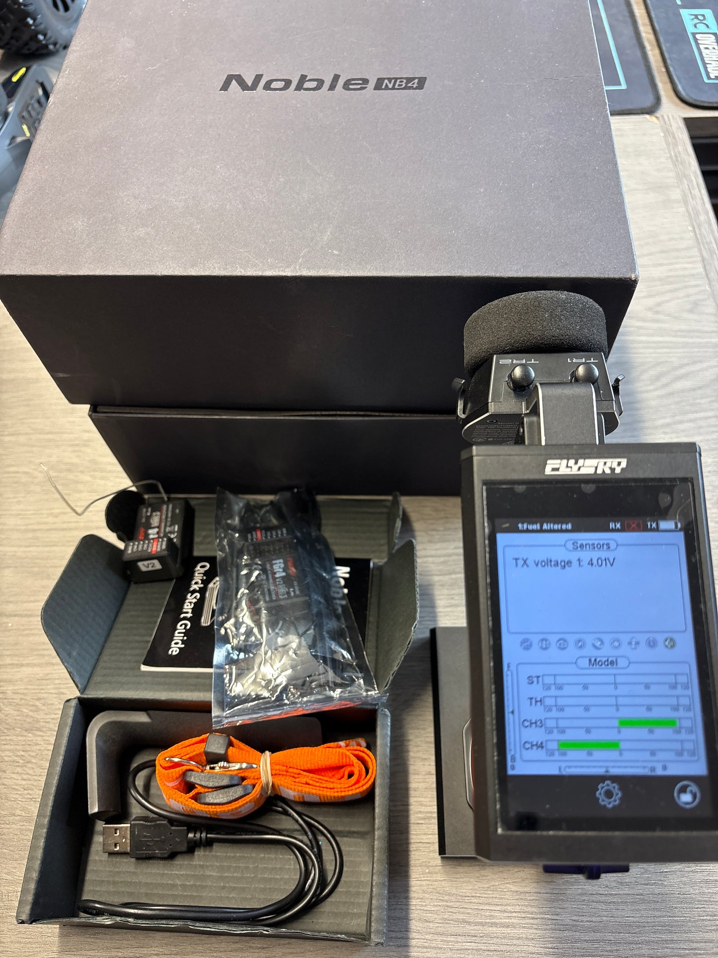 Used - Flysky Noble NB4 RC Radio, with 2x FGr4 receivers with box