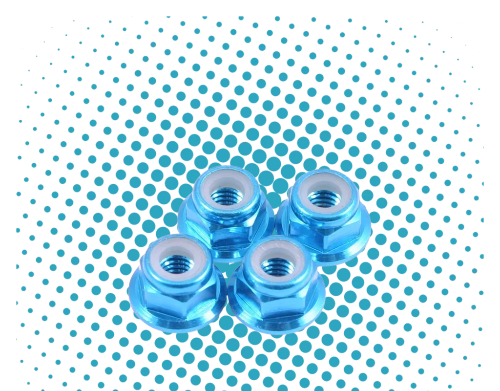FASTRAX M4 1/10 WHEEL NUTS - BLUE FLANGED LOCKNUTS (4PC) FTM4BF