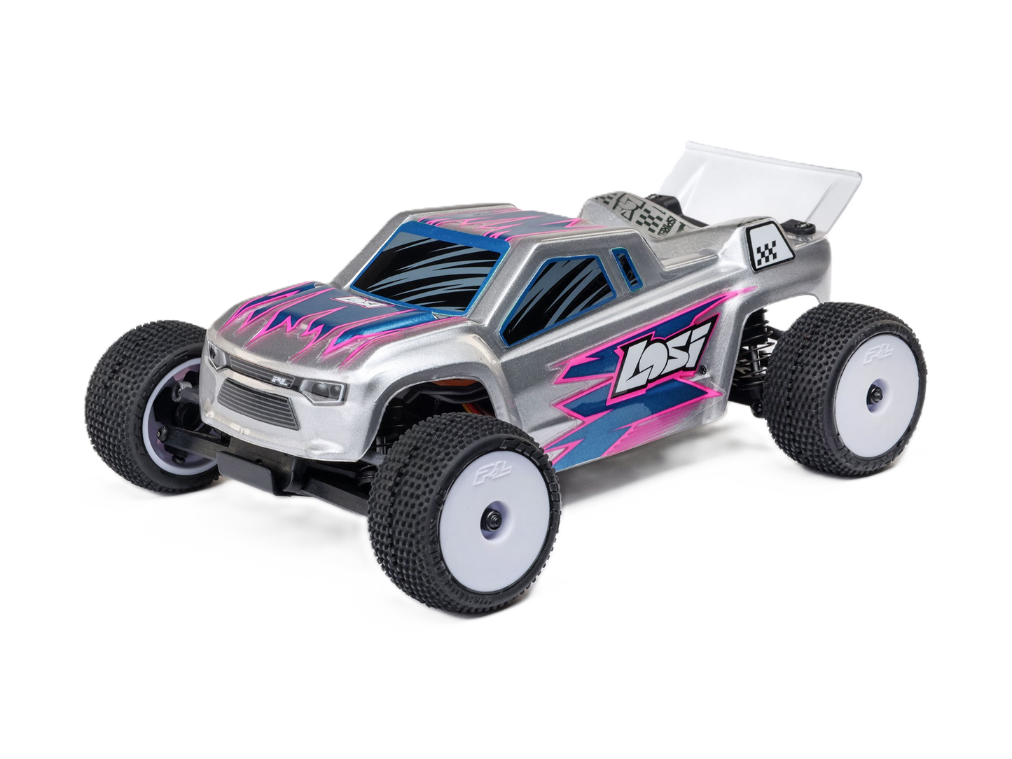 Losi - 1/28 Micro-T 2WD Stadium Truck RTR Silver (1/24th Class) - (Radio, Battery & Charger Included) C-LOS-1392T2