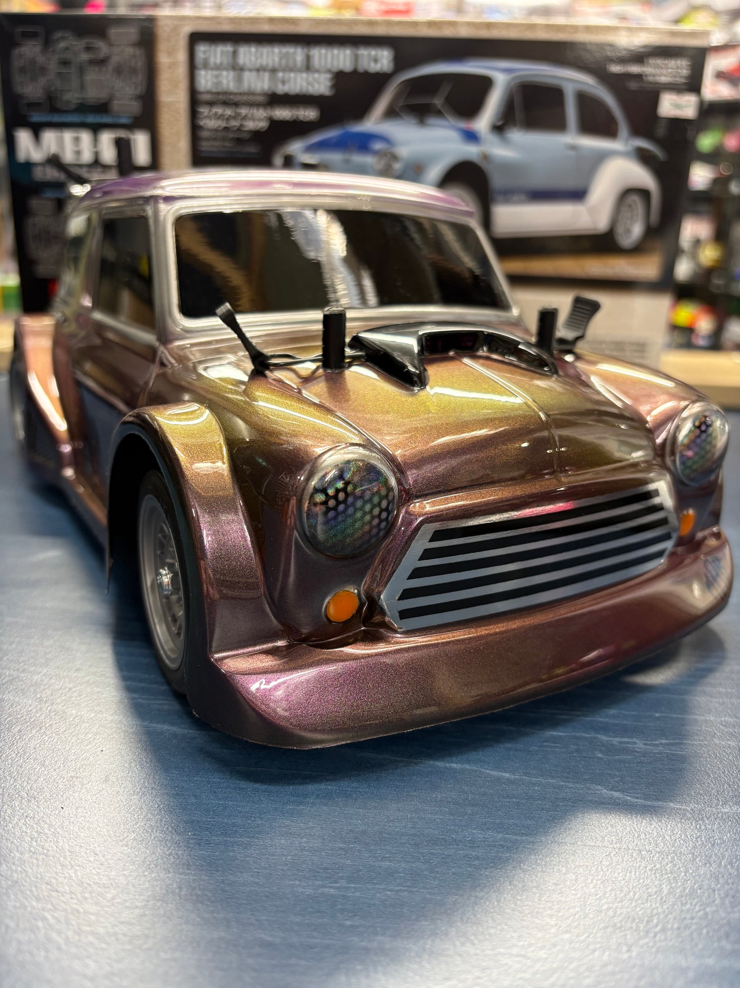 Tamiya (Ex-Display with hop-us) - MB01 Mini Cooper Wide Arch Airbrushed Built Kit - With Upgraded Motor, ESC & Servo (needs radio, battery and charger to complete) M-Chassis 1/10th