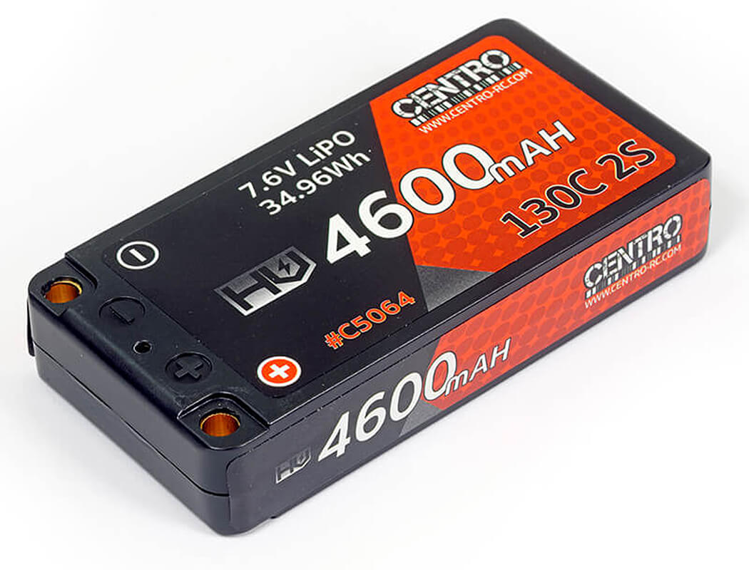 CENTRO - HV 2S 4600MAH 7.6V 130C HARDCASE LP 93mm SHORTY LIPO (5MM Bullet) - C5064 (WITH DEANS LEAD)