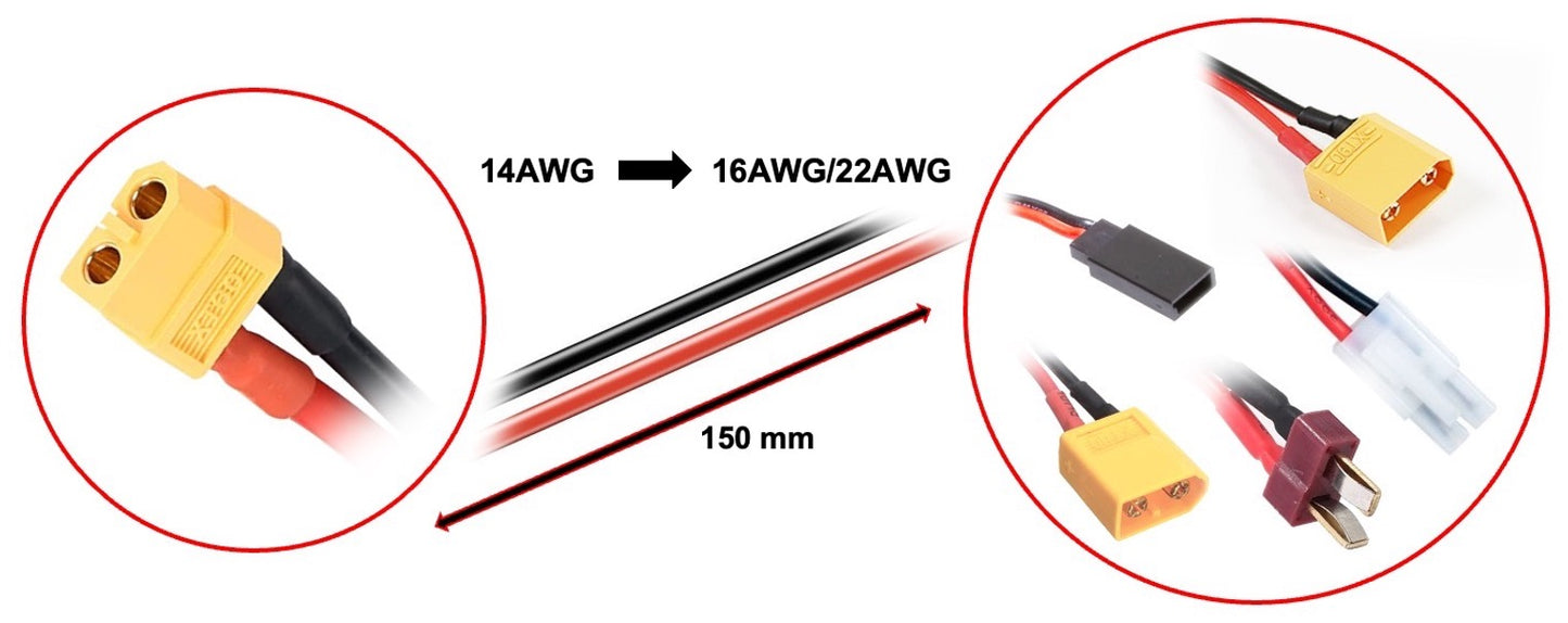 Absima - Charging RC Battery Cable XT60 - XT90/XT60/T-plug/Tamiya/FUT/JR - 3040057