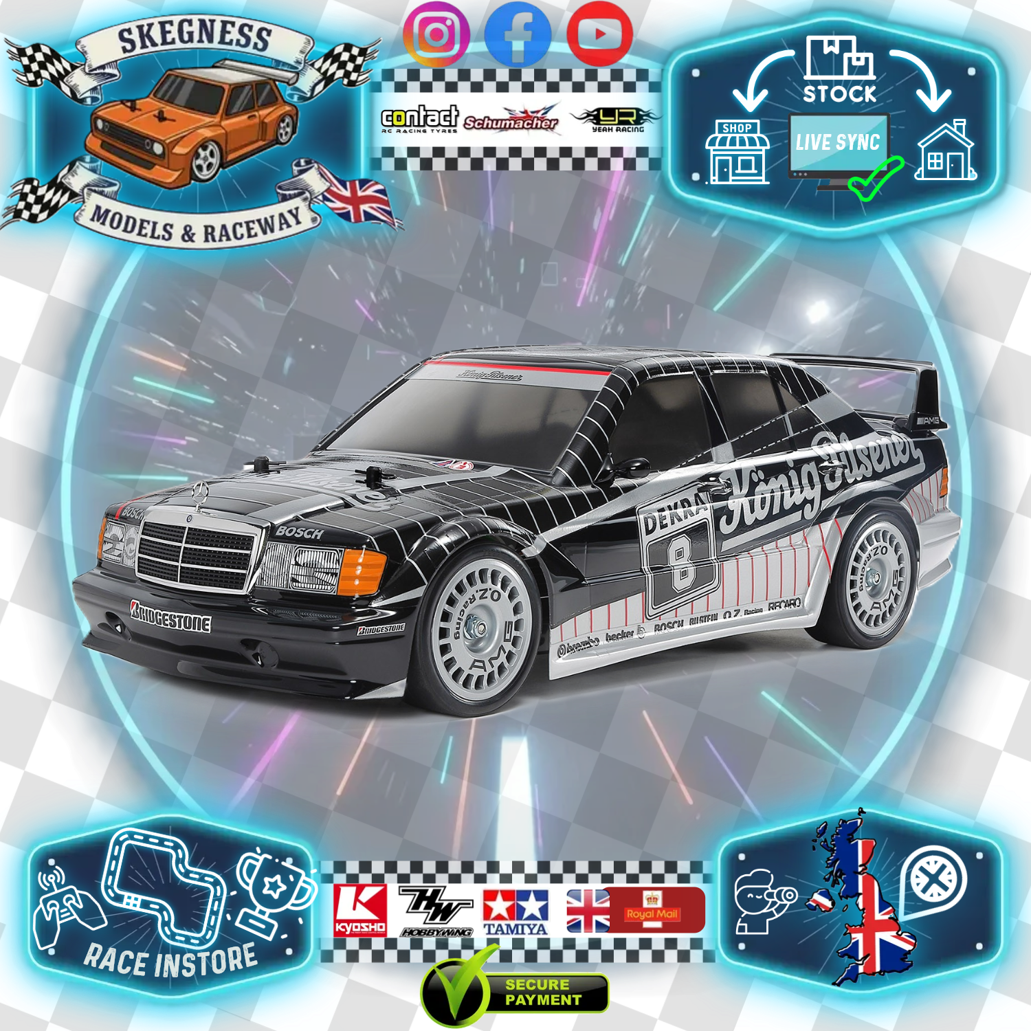 (Pre-Order Next Batch) Tamiya TT02 - Mercedes-Benz 190 E 2.5-16 EVO II 1991 with Painted Body Item No. 47525