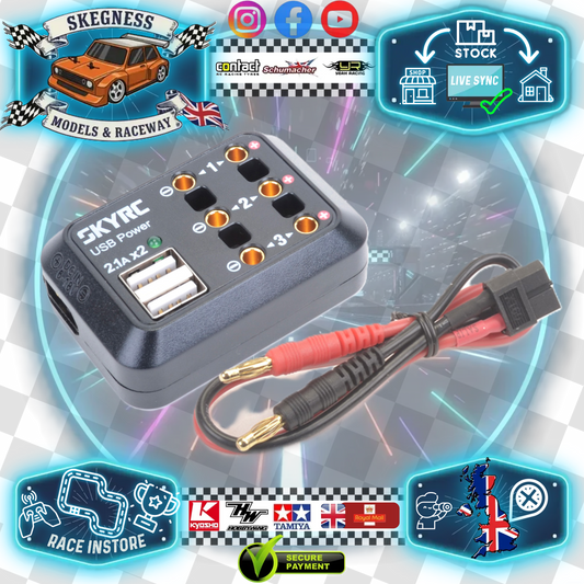 SKY RC - XT60 DC Power Distributor 4mm outputs & 2x USB (Power from your Sky RC Charger Port) SK-600114-01