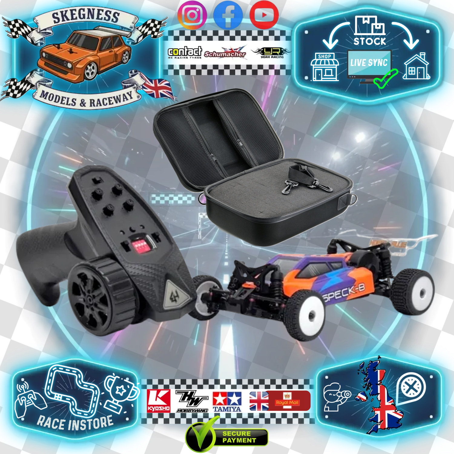 Hobby Plus - 1:24 2WD Buggy "Speck-B" RTR (Razor Orange) + Absima Case - HBP2410250-C2-Case