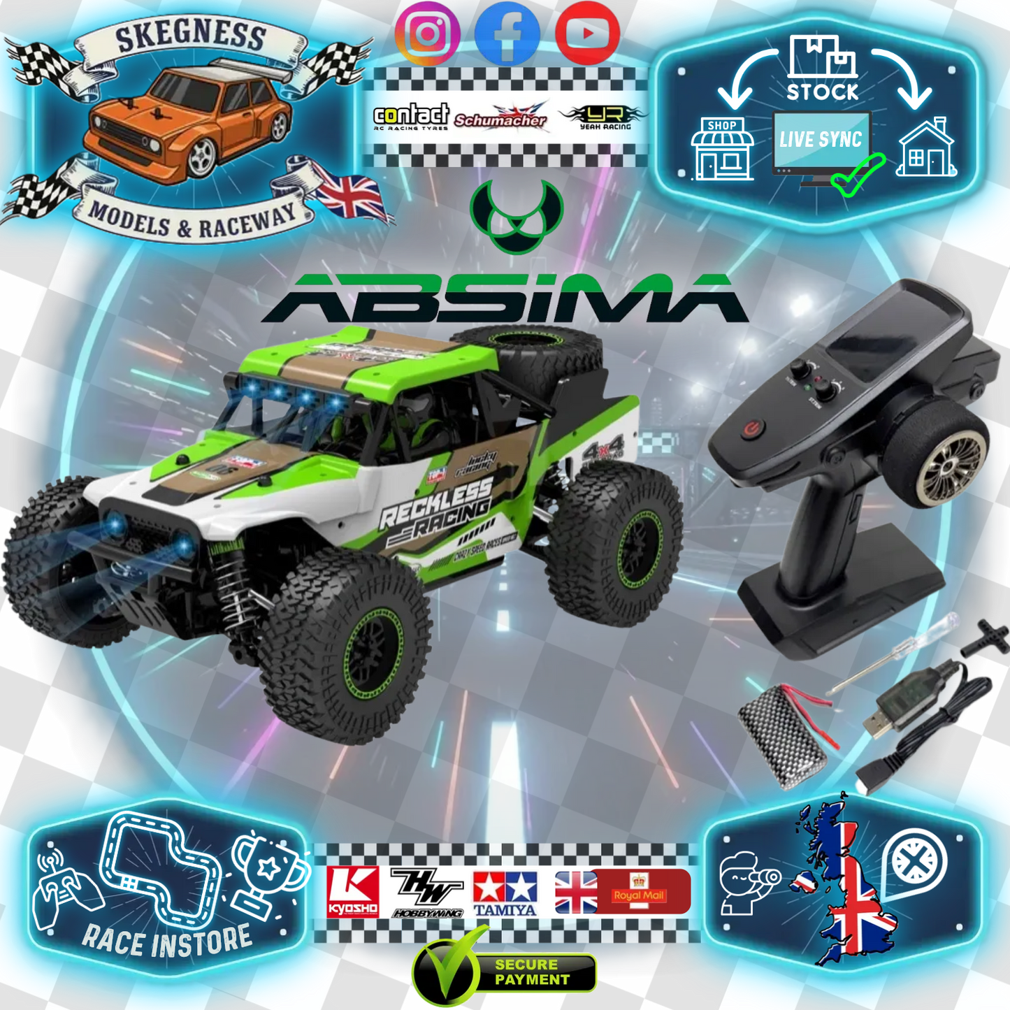 ABSIMA - 1:20 Rock Racer GREEN 4WD RTR (w/battery & charger) - 10030