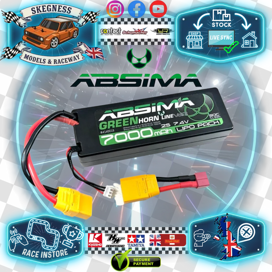 Absima - Greenhorn V2 LiPo Stick Pack 1/10 RC Battery 2S 7.4V-50C 7000mah High Current (XT90/T-Plug Deans) - 4140019