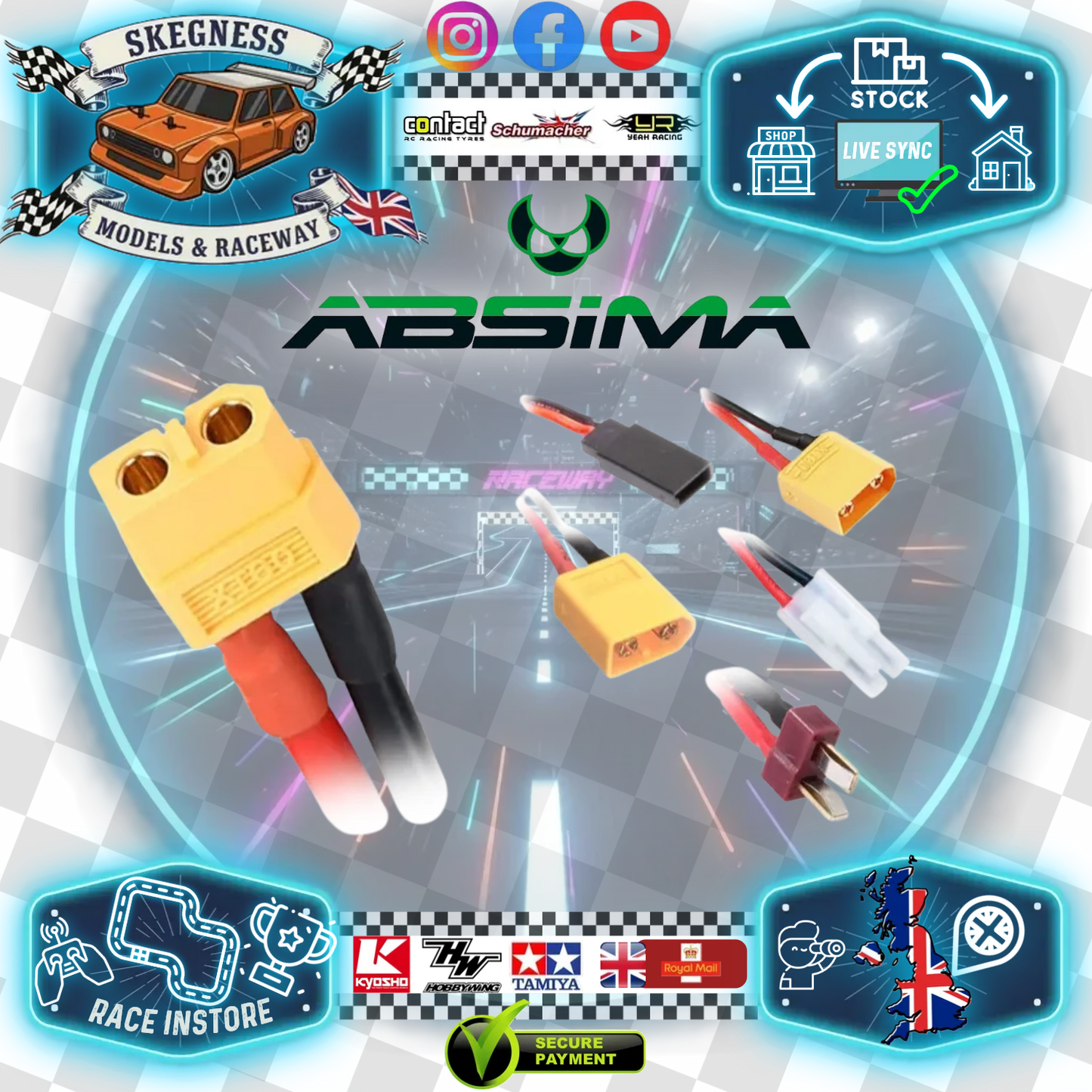 Absima - Charging RC Battery Cable XT60 - XT90/XT60/T-plug/Tamiya/FUT/JR - 3040057