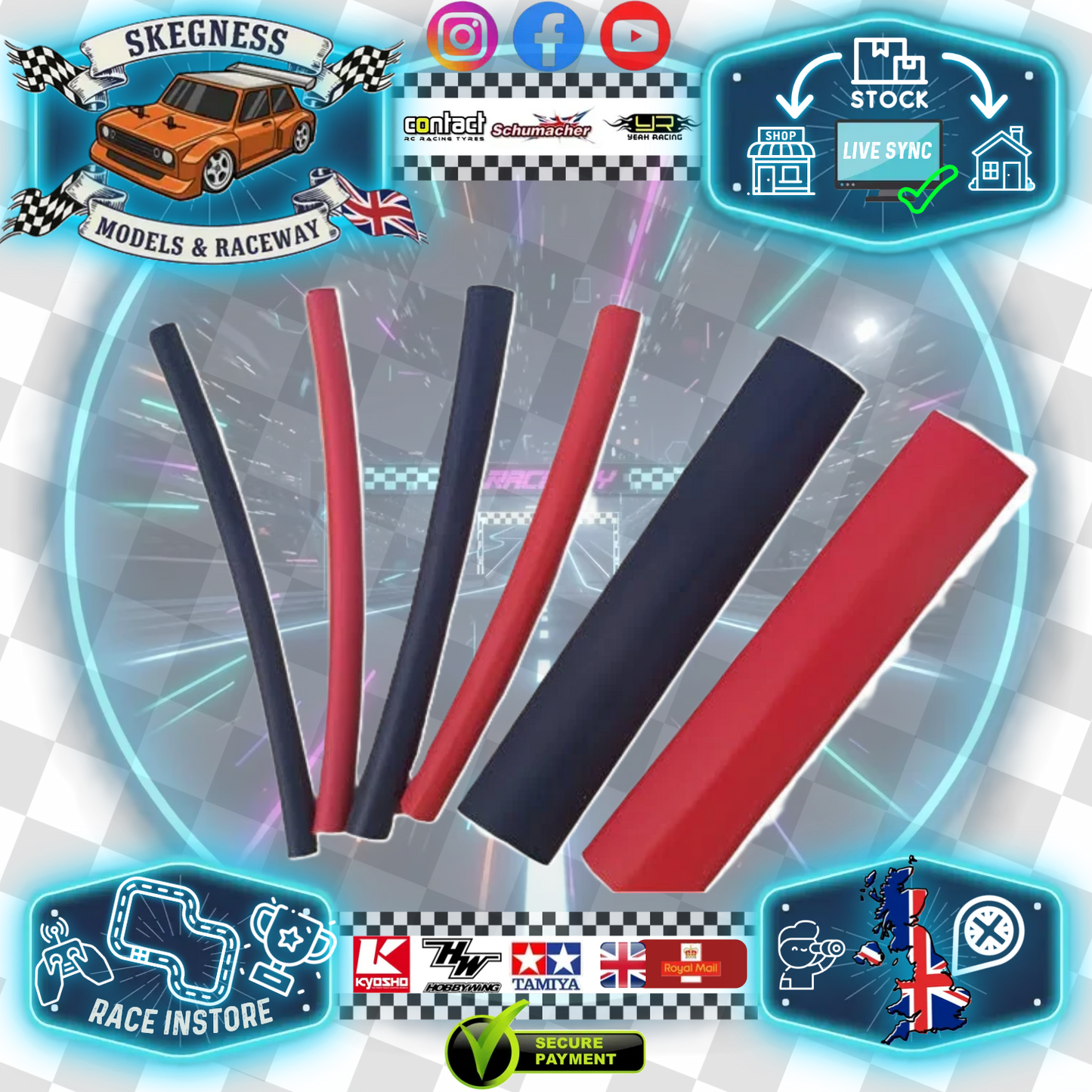 Heat Shrink - Various Sizes Pack Red and Black 1 Metre 4mm to 8mm