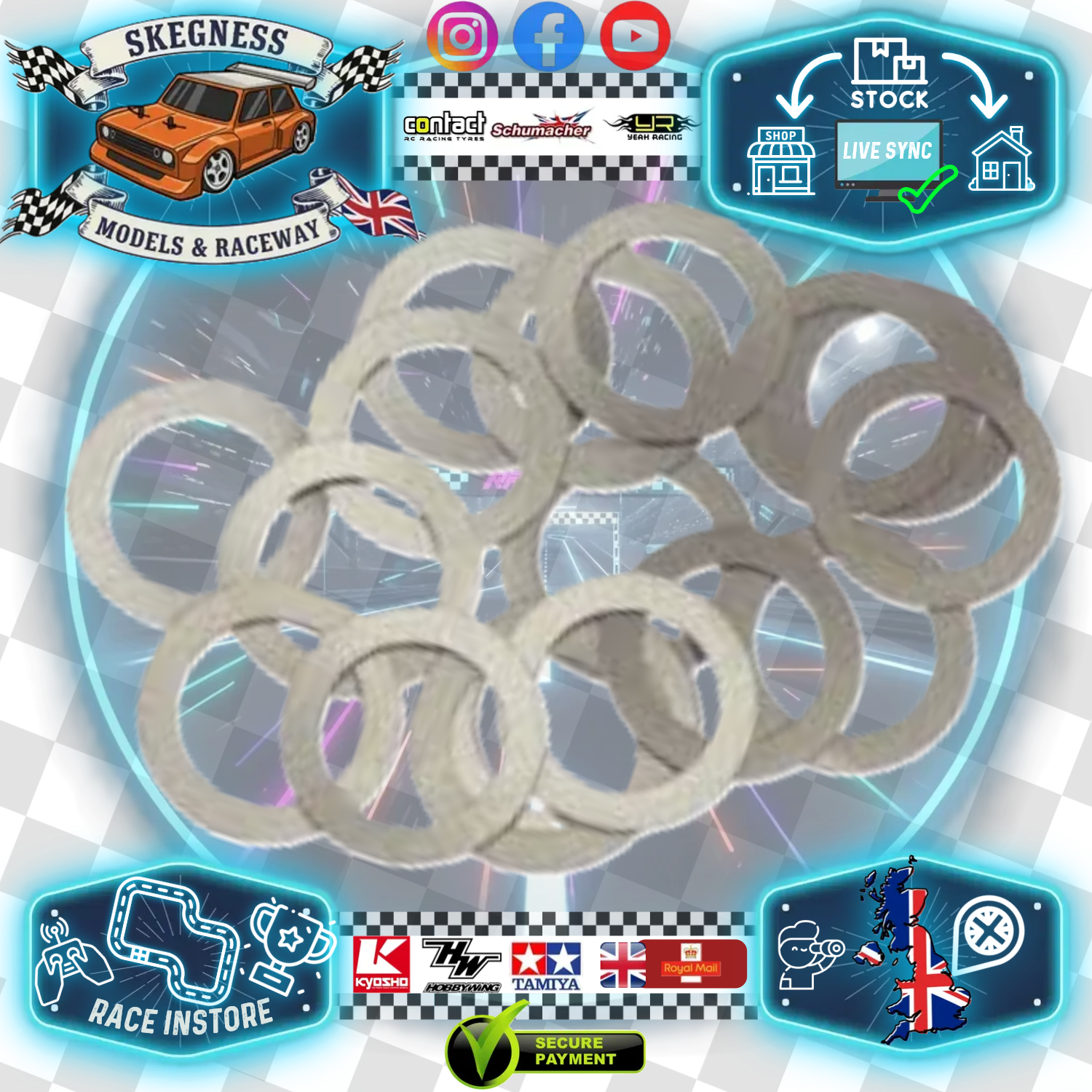 Steel Shims - 3mm (bore) x 5mm (diameter) - Shim Thickness: 0.5mm