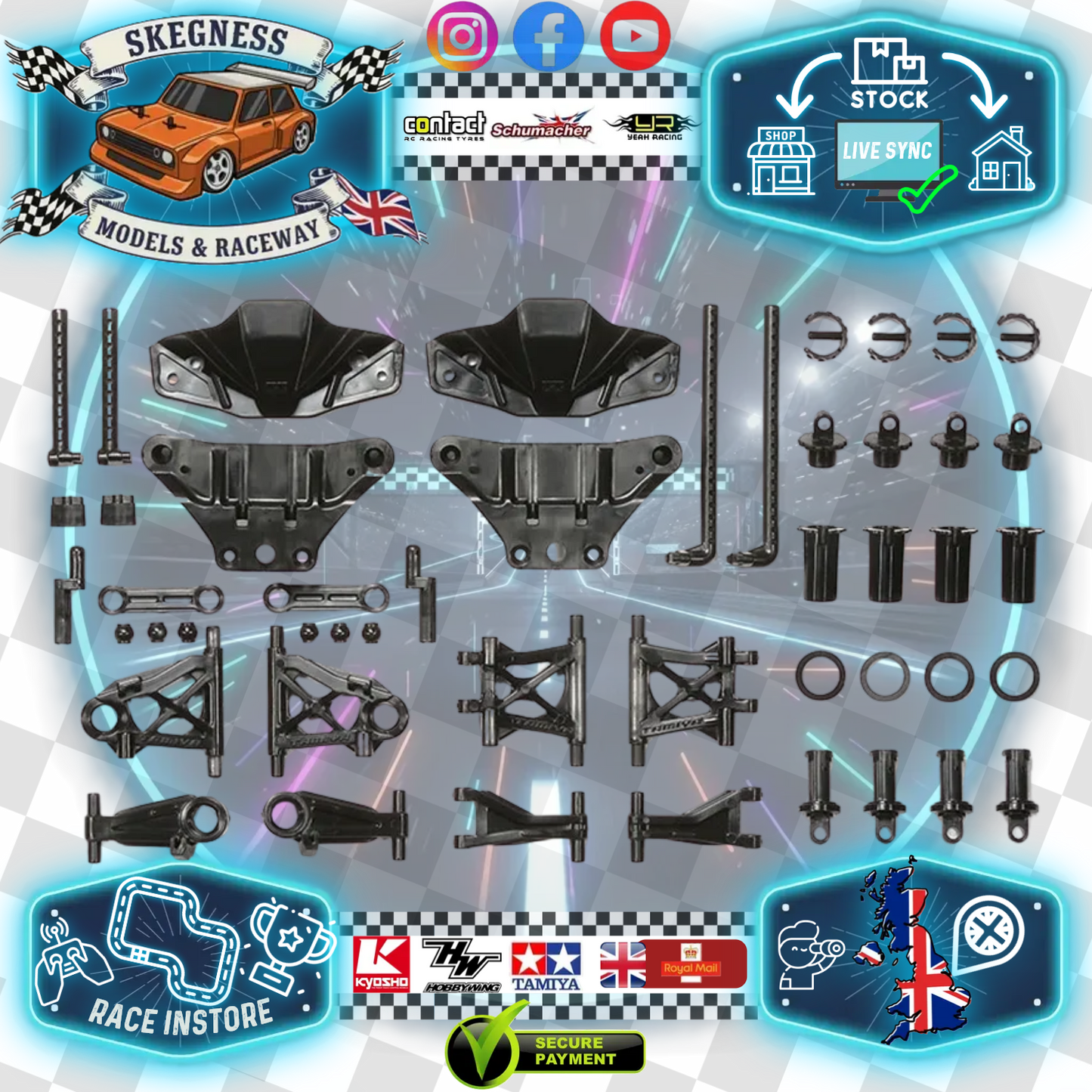 TAMIYA 51528 - TT02 - B Parts (Sus Arms, Body Mounts, Shocks, Bumpers)