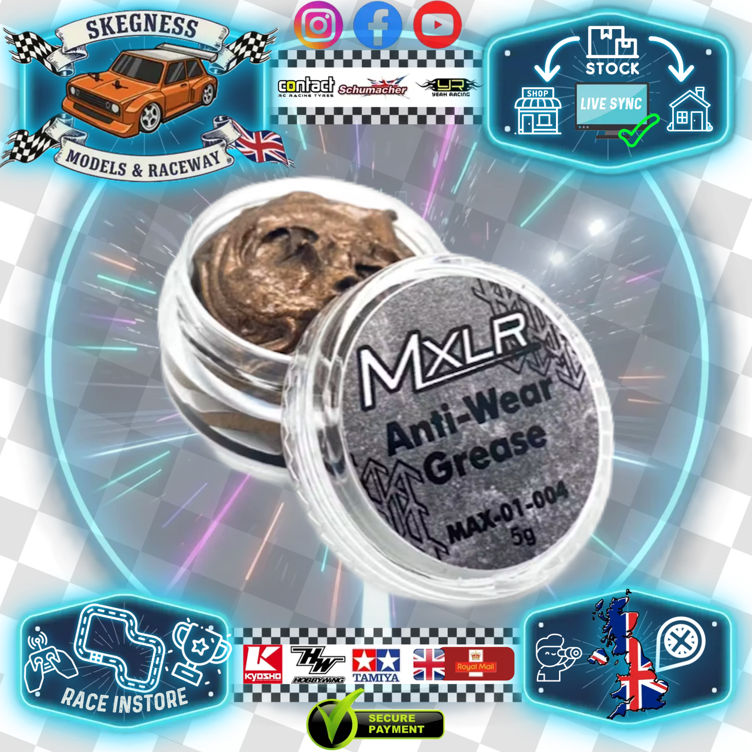 MXLR - Anti Wear Grease (5g) Metallic High Tack Grease for Tamiya Euro Truck Front Diffs - MAX-01-00