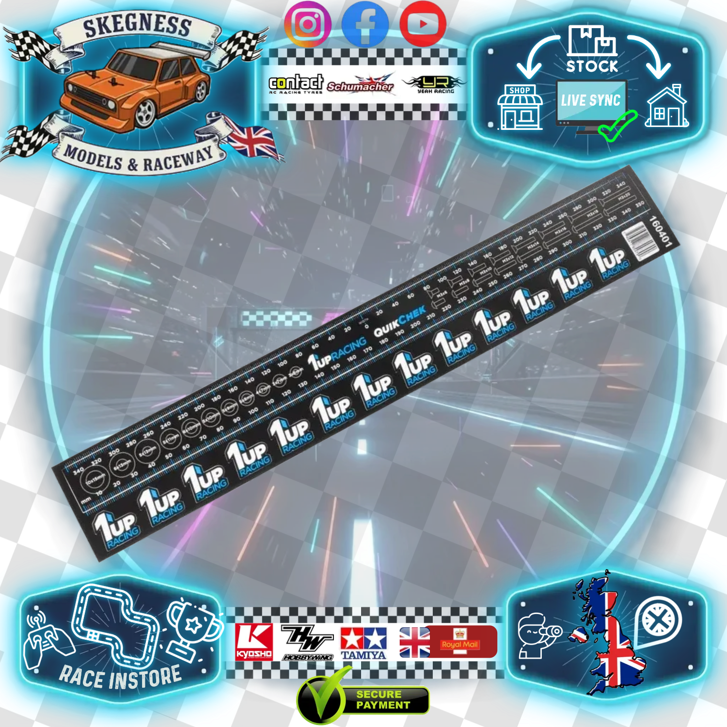 1Up - Racing QuikChek pit board ruler decal – Blue – FROSTY MODELS SKEGNESS