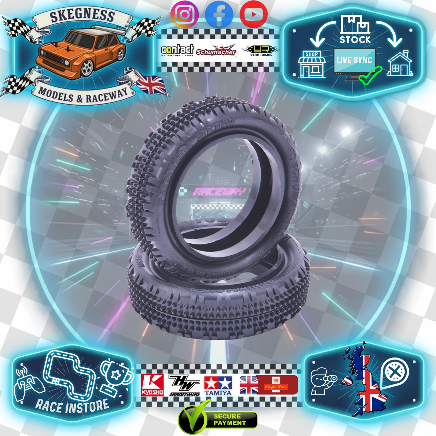 SCHUMACHER - Fusion Slim - 1/10 2WD Buggy Tyres - Front - Yellow - pr Item No. U6901