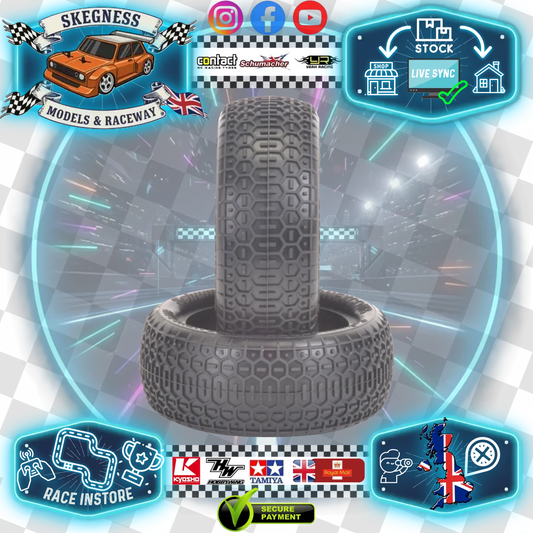 Schumacher - Honeycomb - 2.2in 1/10 Buggy Tyres / Tires - Front 4WD - Yellow - (2pcs) U6861 (Perfect for indoor sports halls)