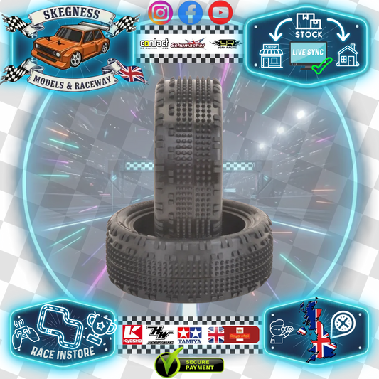 Schumacher - Cactus Fusion 2  - 2.2in 1/10 Buggy Tyres / Tires - Front 4WD - Yellow - (2pcs) U6895 (Perfect for High Grip Tracks) (Wider than Fusion)