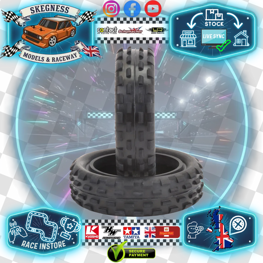 SCHUMACHER - STAGGER RIB - 1/10 2.2IN BUGGY TYRE/TIRES - 2WD FRONT SLIM - YELLOW - U6592 (For Carpet & Astro)