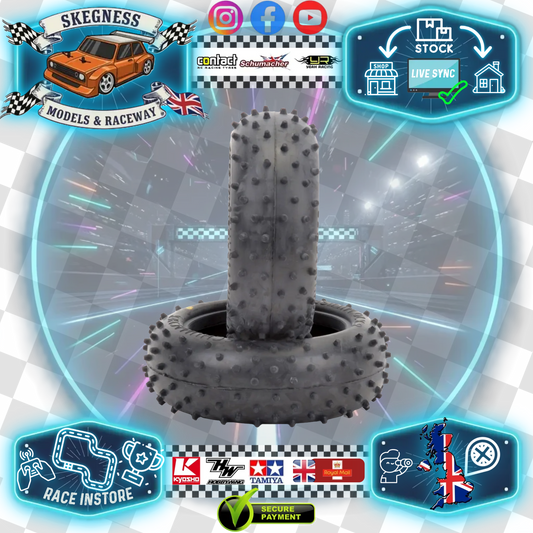 SCHUMACHER - MINI PIN 2 - 1/10 2.2IN BUGGY TYRE/TIRES - 4WD FRONT - YELLOW - U6557 (Grass, Carpet & Astro)