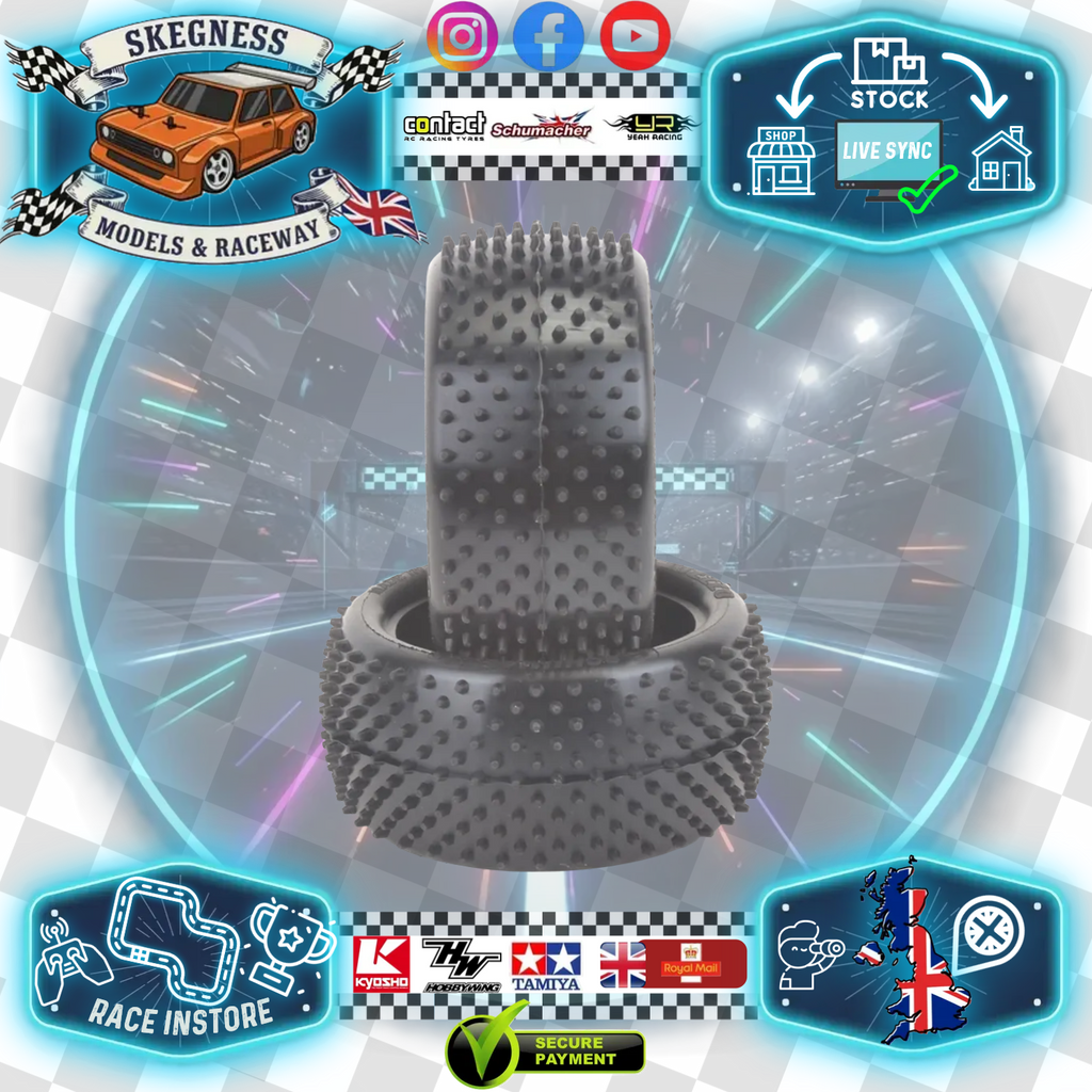 SCHUMACHER - Mezzo (Spikes) - 1/10 2.2IN BUGGY TYRE/TIRES - 4WD / 2WD Rear - YELLOW - U6885 (Thicker Carcas Sidewall)