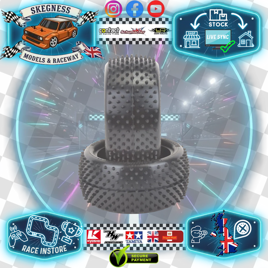 SCHUMACHER - Mezzo (Spikes) - 1/10 2.2IN BUGGY TYRE/TIRES - 4WD / 2WD Rear - YELLOW - U6885 (Thicker Carcas Sidewall)