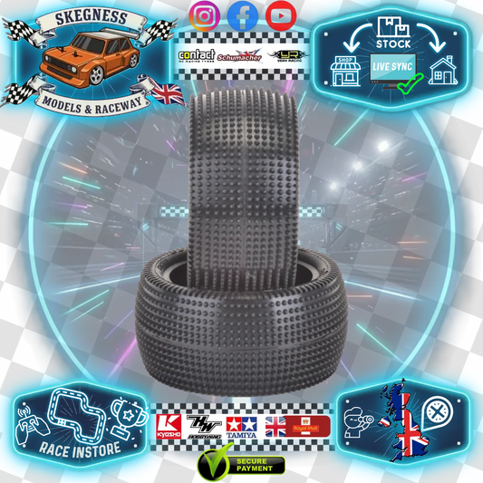 Schumacher - Cactus (Tiny Pins) - 2.2in 1/10 Buggy Tyres / Tires - 2WD /4WD Rear - Yellow - (2pcs) U6838 (Perfect Carpet Control Tyre)