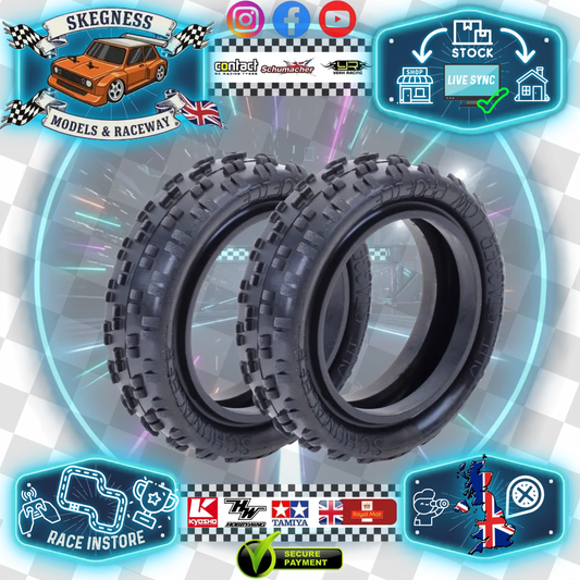 SCHUMACHER - Cut Stagger - 1/10 2.2IN BUGGY TYRE/TIRES -  2WD Front Low Profile - YELLOW - U6770 (Use when less bite needed)