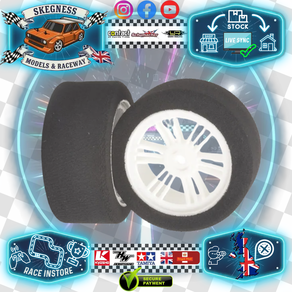 Contact - 1/10 RC Electric Touring Car (Shore 42sh JAP Medium) (30mm Wide Rears) Foam Wheels & Tyres / Tires - (2pcs) J14204 (JAP=offering excellent wear characteristics on Tarmac)
