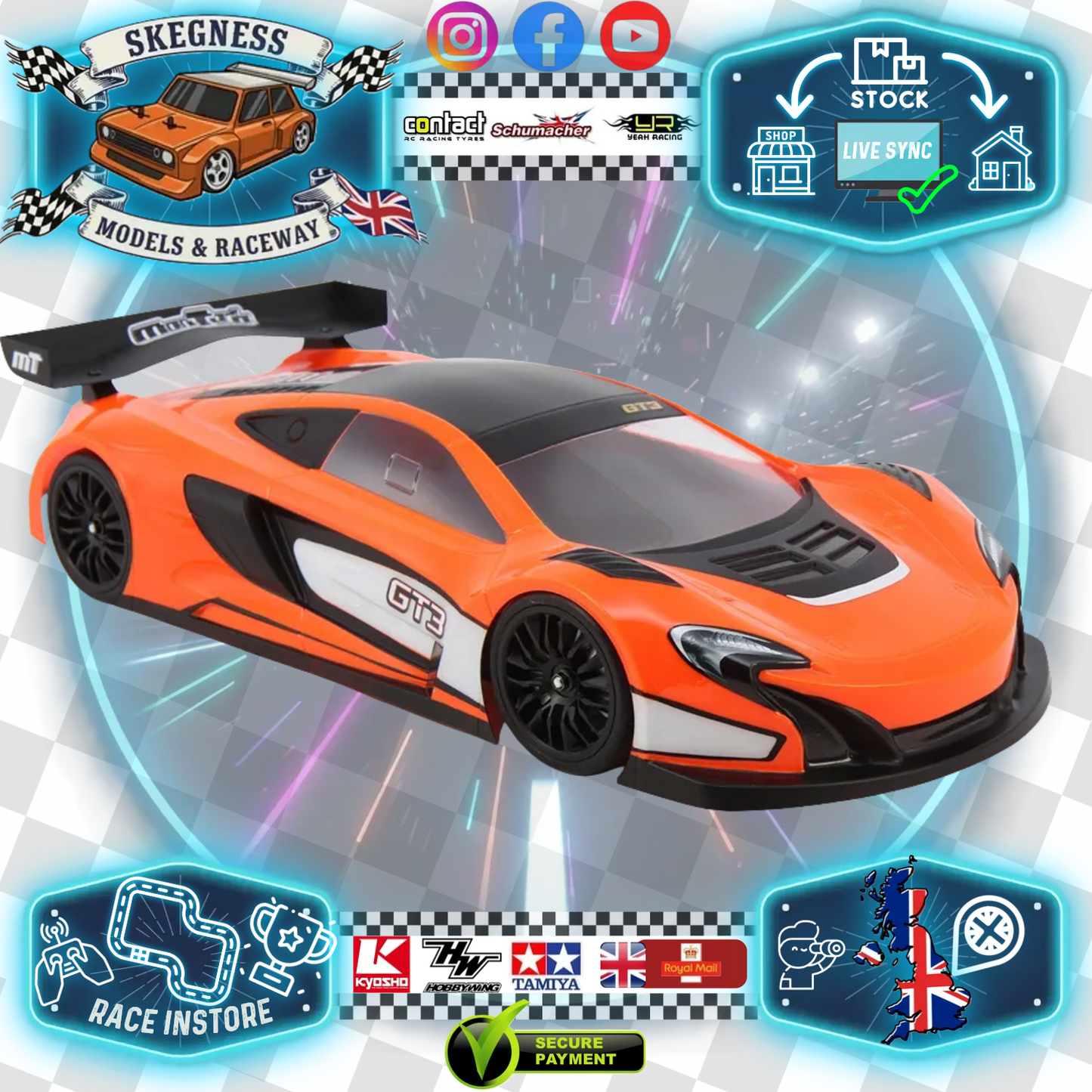 Montech - RC CAR BODY SHELL 1/10 190MM MLGT3 - TC 0.7mm - MT024004 (Maclaren Look a like)