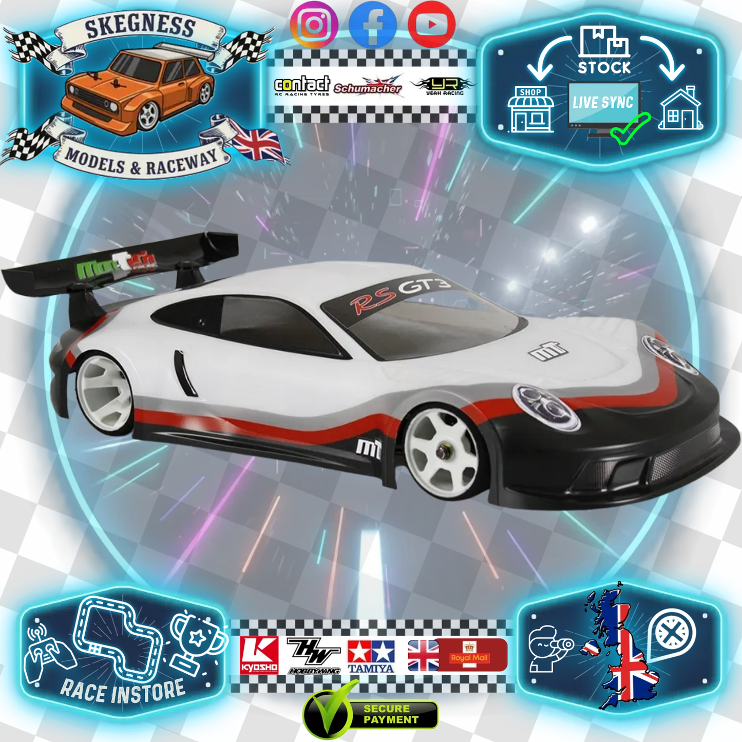 Montech - 1/12 MLGT3 (LMGT3) GT12 bodyshell - MT020009 (200mm wheelbase x 161mm wide)