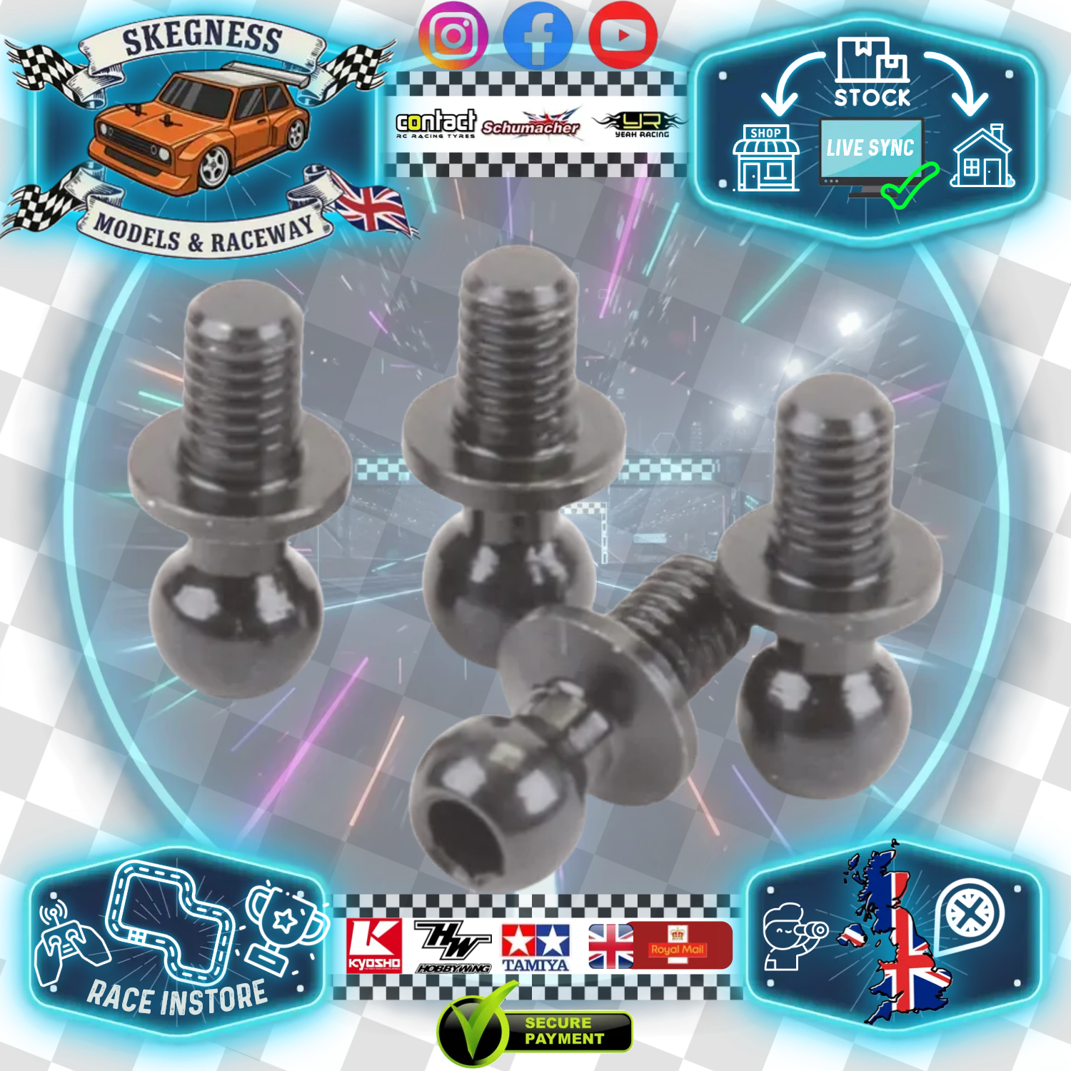 SCHUMACHER - PRECISION BALL STUD ULTRA SHORT - PK4 (MI8) U4903