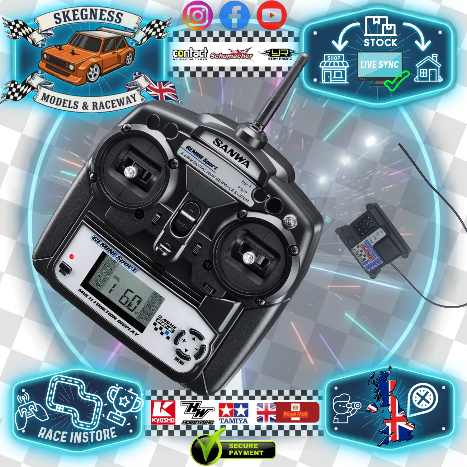 SANWA - Gemini Sport 2.4ghz RC Car/Buggy Stick Radio Set w/RX391W Receiver - SA101A32871A