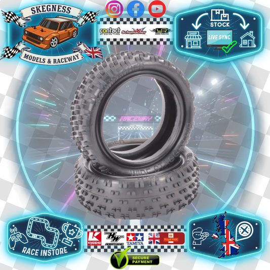 SCHUMACHER - STAGGER - 1/10 2.2IN BUGGY TYRE/TIRES 4WD FRONT or 2WD WIDE - YELLOW - U6810