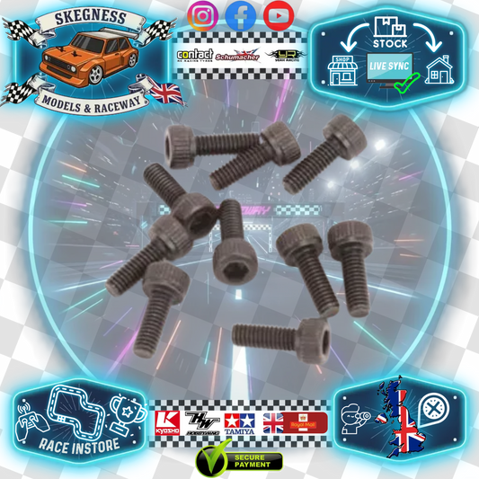 SCHUMACHER RC - (BLACK) SPEED PACK - M3 x 8mm Long Cap Hd (pk10) Bolt - U7112 (GT12 Wheel bolts)