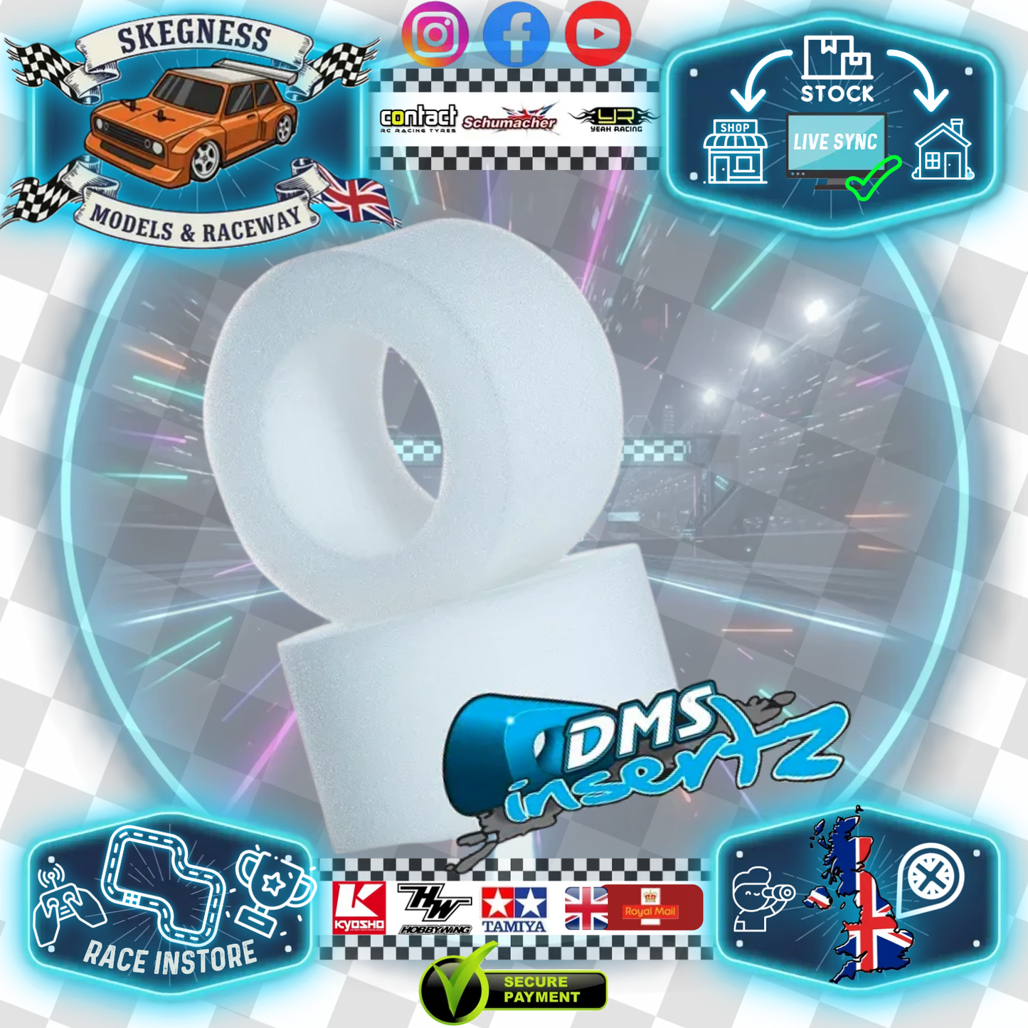 DMS Insertz – Originalz White Rear (1/10 Buggy) foam tire Inserts (4WD/ 2WD)  – soft (1 pr) - DMS300