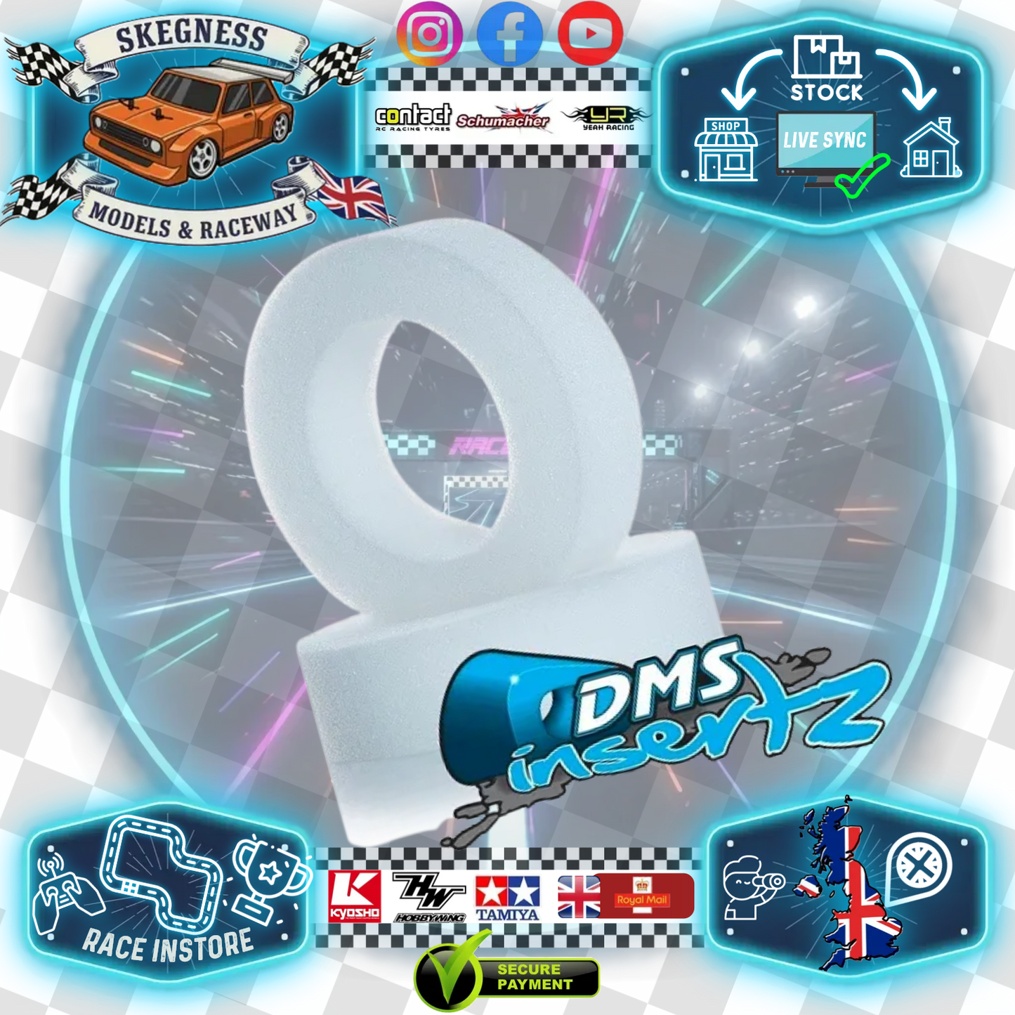DMS Insertz – Originalz White (1/10 Buggy) foam tire Inserts (2WD Front)  – soft (1 pr) - DMS302