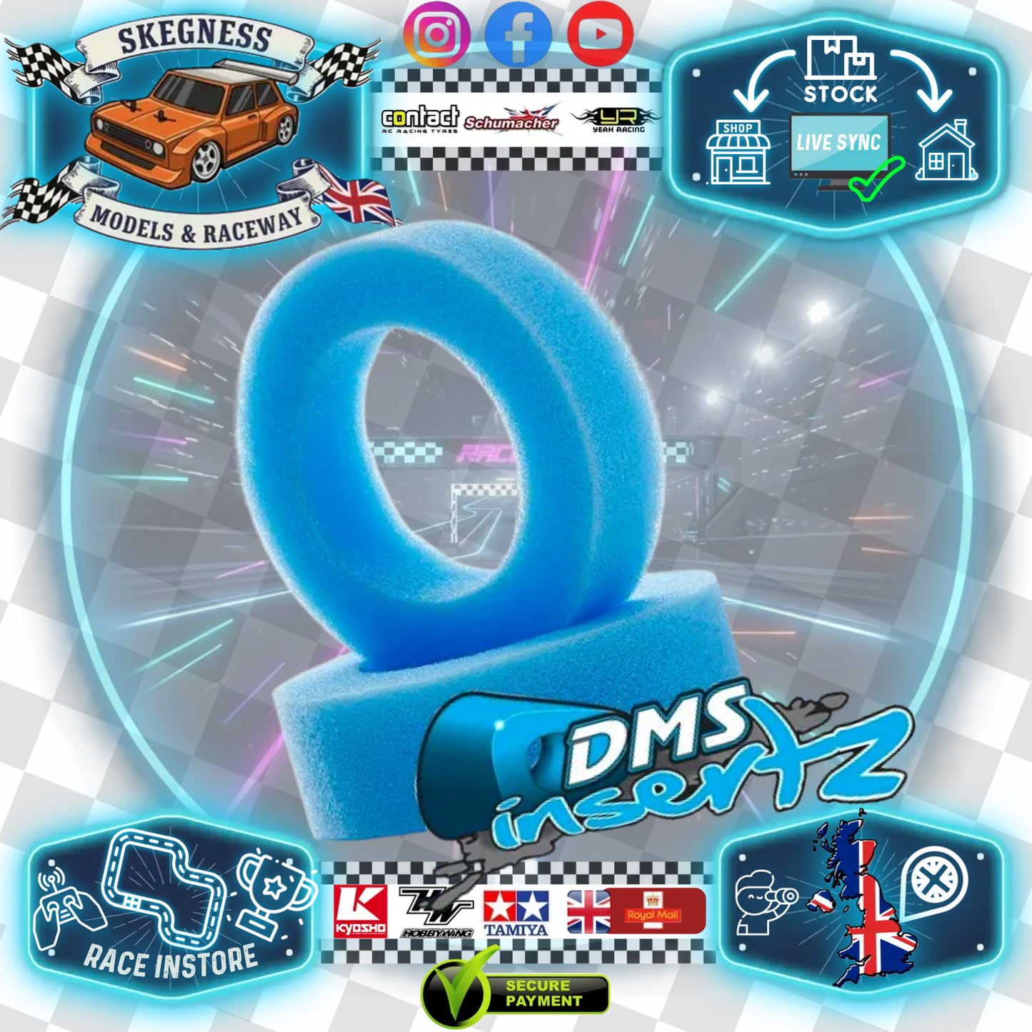 DMS Insertz – Originalz Blue (1/10 Buggy) foam tire Inserts (2WD Front)  – Medium (1 pr) - DMS305