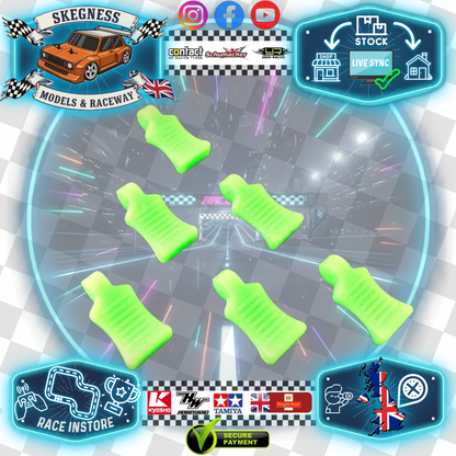 Absima - 1/10 EASY PULL BODY PIN/CLIP RUBBER BIG PULL TABS Neon Green (6pcs) (PERFECT FOR EURO TRUCK BODIES) No clips included - 2440056