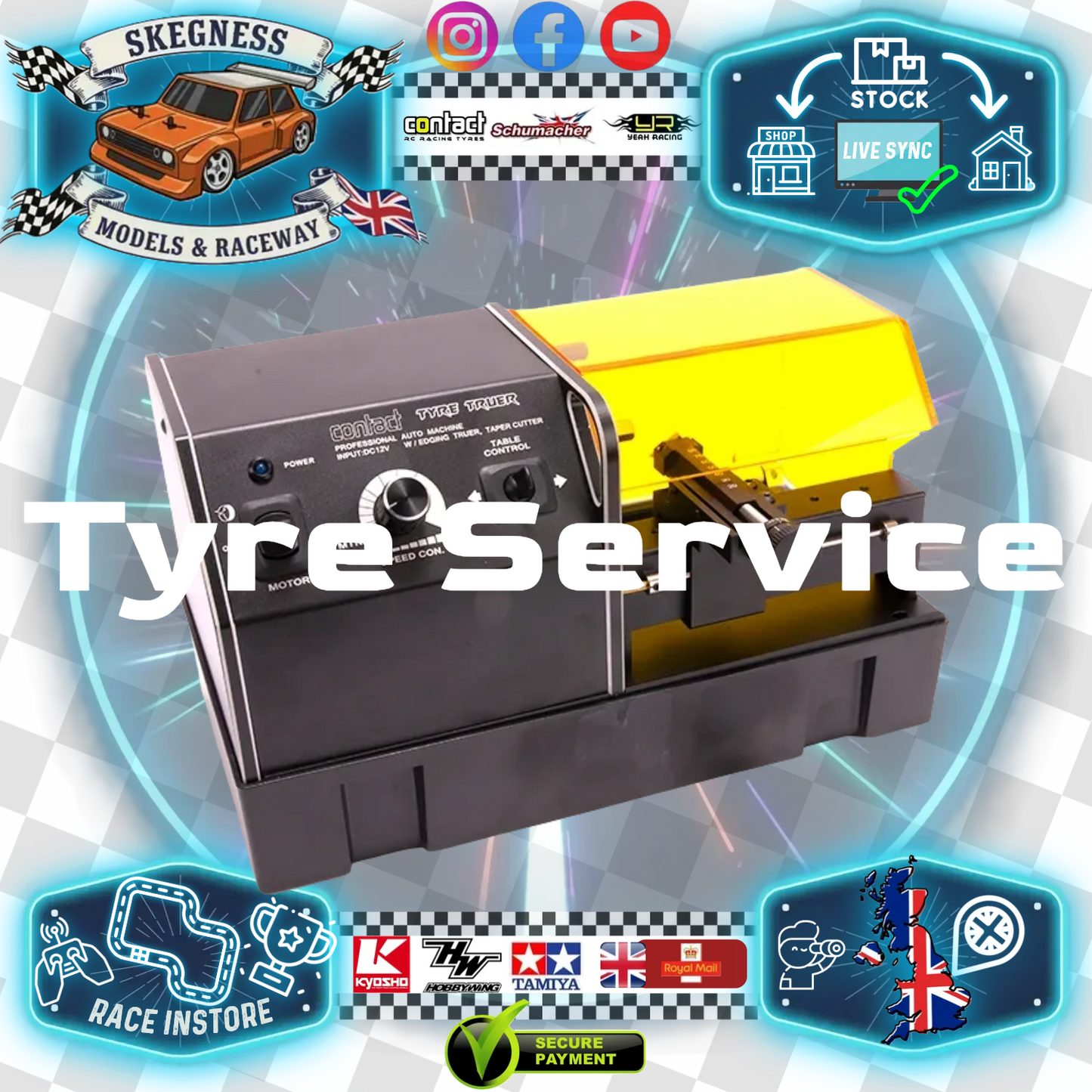 Foam RC Car Tyre Truer Service (Reduce in size - Diameter) Tyres must be present in store or bought new (please state in cart notes the tyre diameter you need)