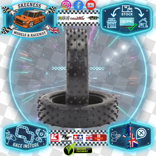 SCHUMACHER - Mini Spike 2 - 1/10 2WD Buggy Tires / Tyres - 2WD Slim Yellow - U6581 (For Grass, Astro & Multi Surface - Ideal for loose surface)