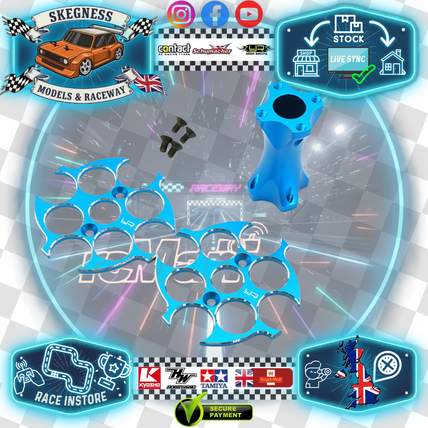 (SALE) Yeah Racing - Aluminum Damper SHOCK & DIFF Refilling Holder Blue For 1/10 Touring Cars / Drift -  YA-0524BU