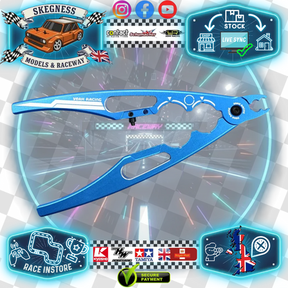 Yeah Racing - 1/10 - 1/8 RC SHOCK SHAFT, Tie Rod & Ball Joint PLIERS & Multi Tool (Blue) ALLOY - YT-0243BU