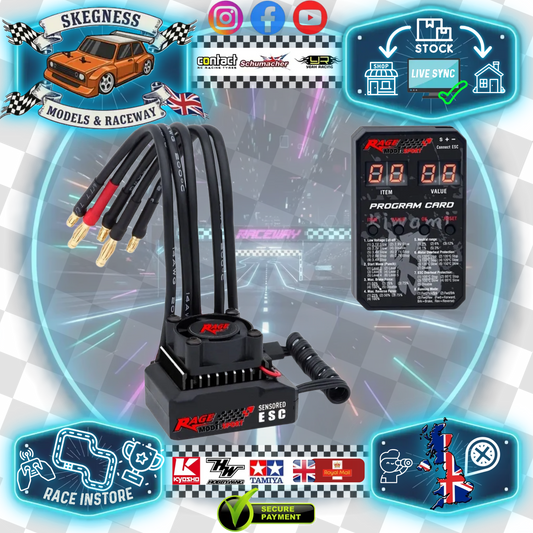 Surpass / Rage - Rocket 100A Brushless ESC 2S Sensored & Program Card - (Ideal for 1/10th Cars, MTC & 1/12 GT Racing)