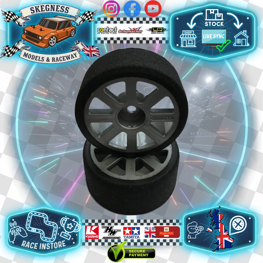 RAGE - MTC & M-Chassis (Front) Wheels (Silver Intermediate Wheel/ 46sh) And Foam Tyre (2Pcs) (20mm Wide) F2046-SIW