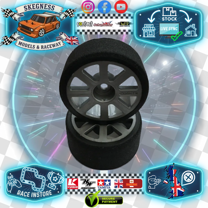 RAGE - MTC & M-Chassis (Rear) Wheels (Silver Intermediate Wheel/ 46sh) And Foam Tyre (2Pcs) (25mm Wide) R2532-SIW