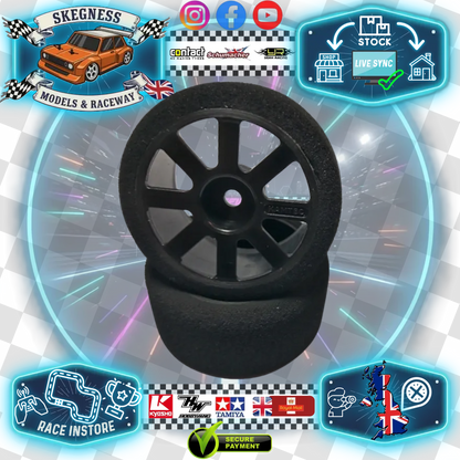 RAGE - MTC & M-Chassis (Rear) Wheels (Black Hard Wheel/ 46sh) And Foam Tyre (2Pcs) (25mm Wide) R2532-BHW