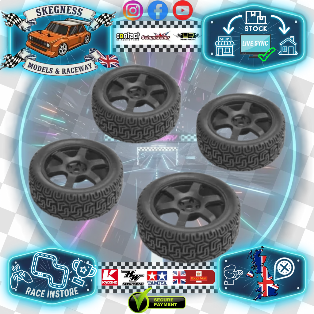 Carten - 1/10 RC CAR Rally Block Tyre on Black Spoked 12mm Hex Wheel Set (4pcs) - NHA485