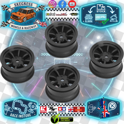 Carten - 8 Spoke Wheels 4.0mm Offset (Black) 4pcs (Like Mini lite) Fits MTC, M-Chassis & TT01E Euro Truck - NBA265